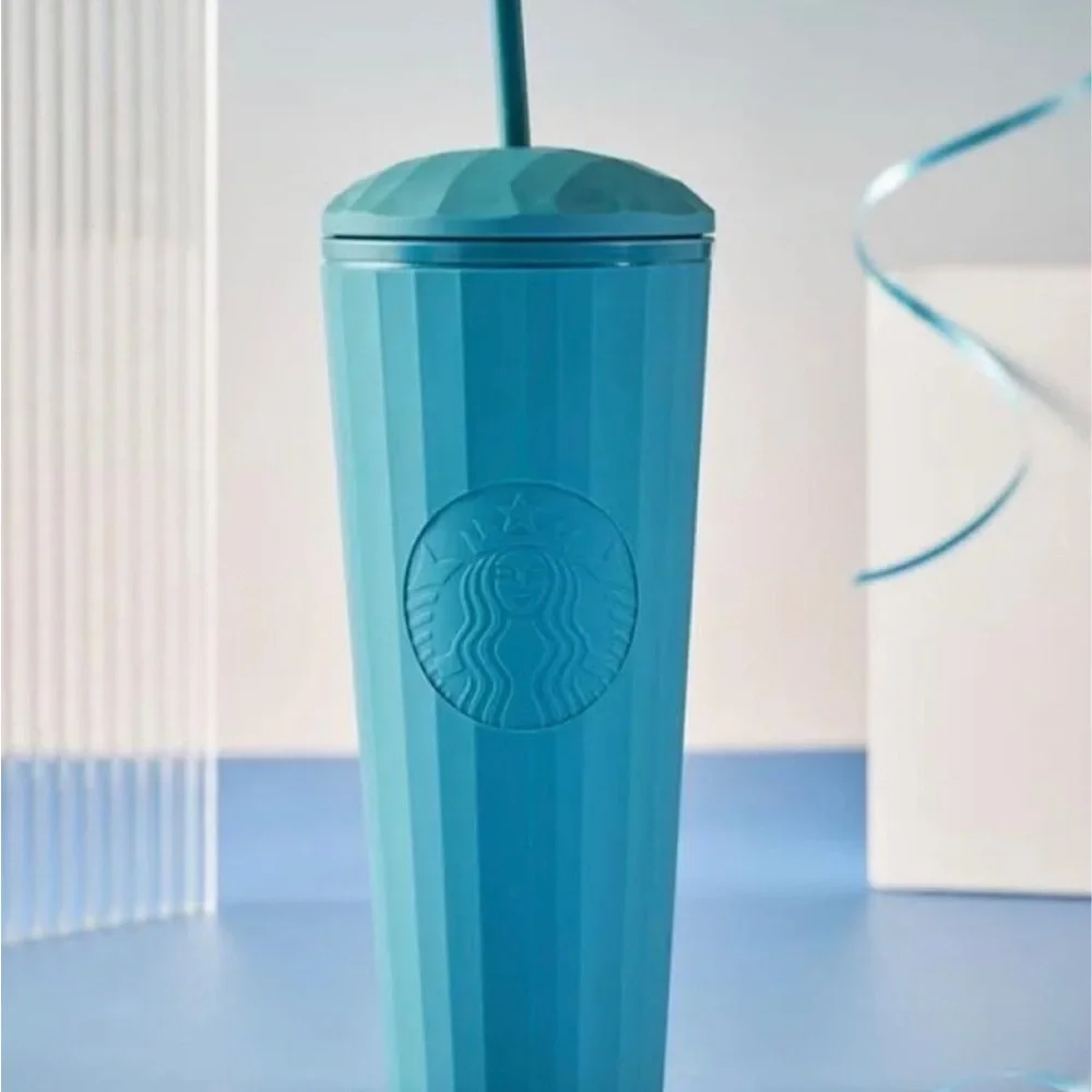 π Starbucks Matte Teal Aqua Dark Turquoise Blue Venti Tumbler NEW Overseas HTF - Picture 7 of 11